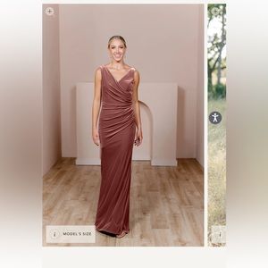 Revelry Dusty Rose Velvet Bridesmaid Dress
